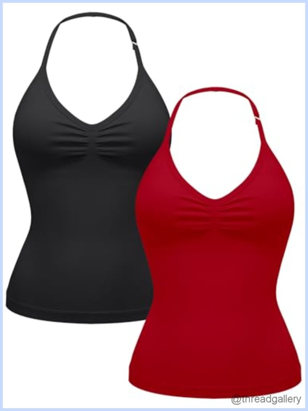 Seamless Halter V-Neck Backless Padded Workout Tank Top